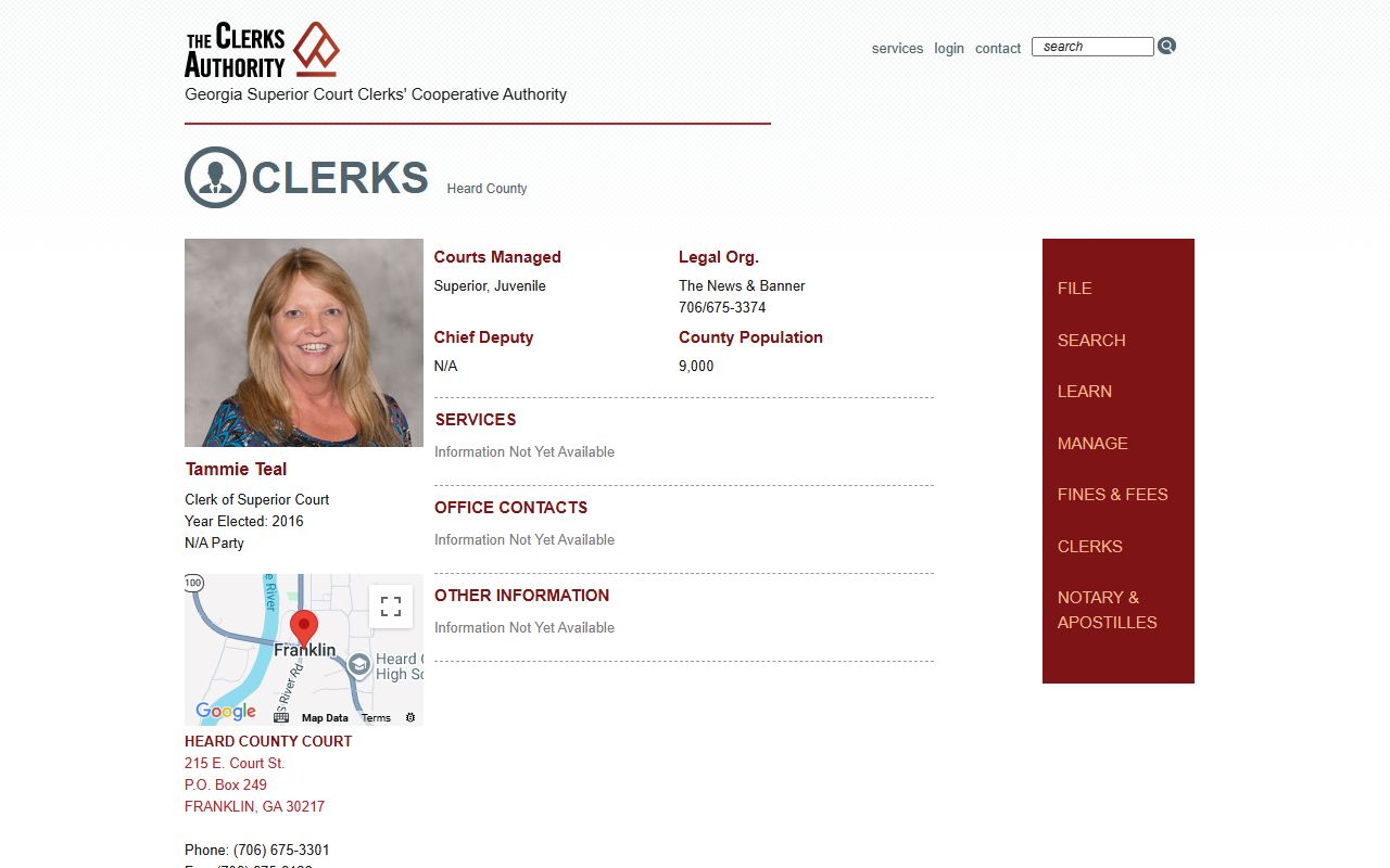 Heard County court records GSCCCA Clerk of Superior Court listing