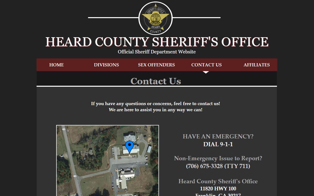 Heard County inmate population sheriff contact and open records page