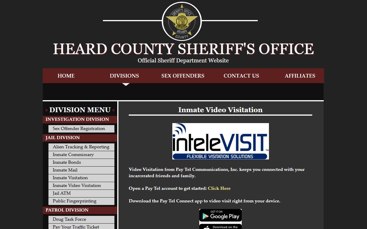 Heard County inmate records video visitation options
